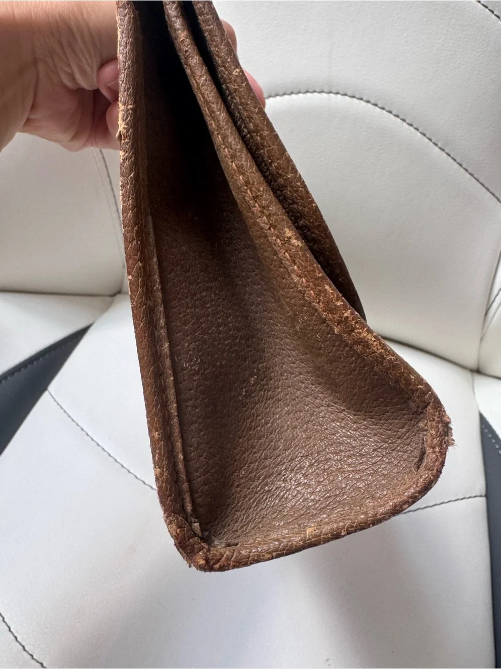 Gucci Beige GG Monogram Canvas Clutch with Brown Leather Trim and Green-Red Web